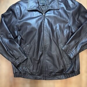 Jos. A. Bank Leather Bomber Moto Biker Lined Jacket Men’s Size Xl Black